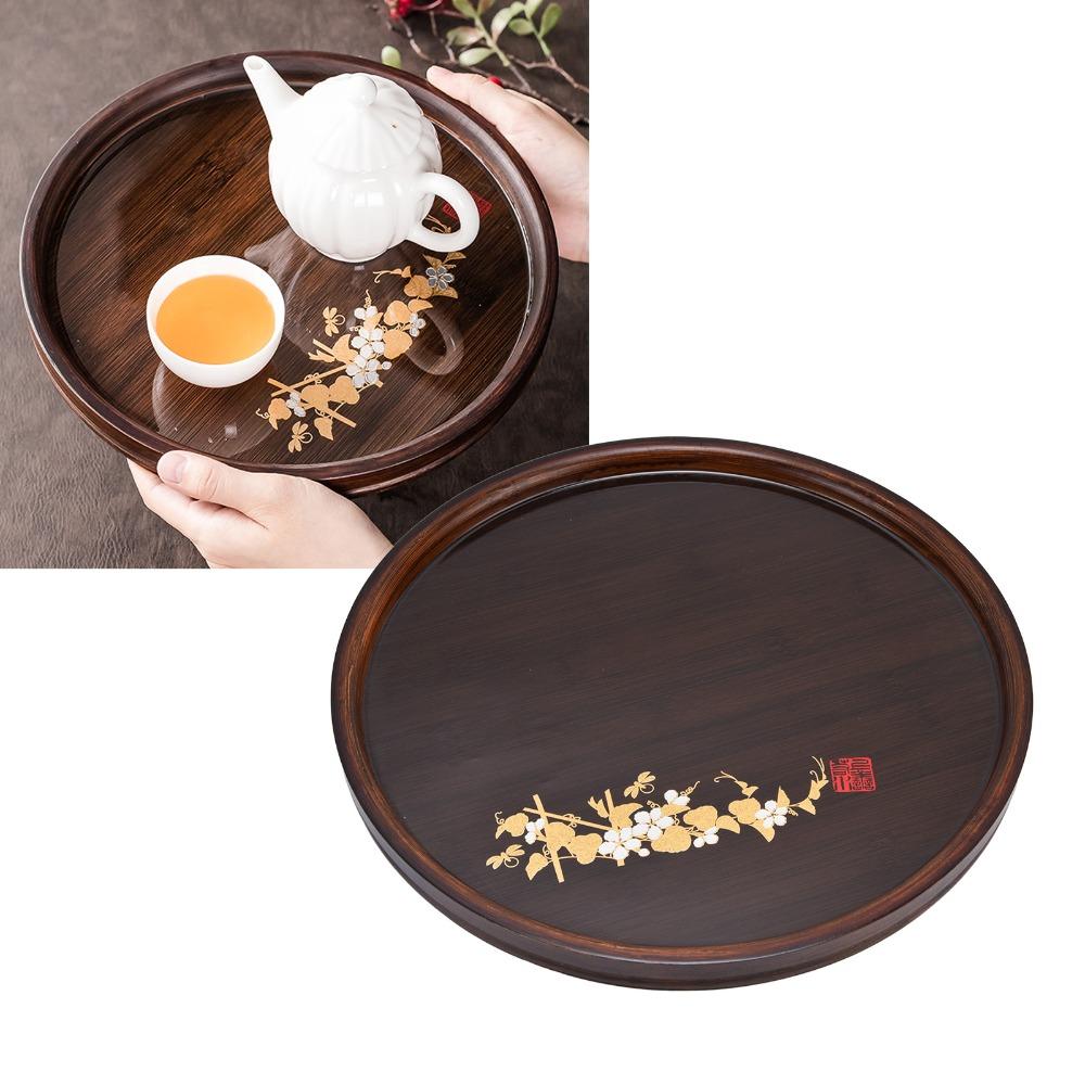 Bamboos Tea Coaster Tray Smooth Surface Holder Tray Stackable Food Platter Afternoon Tea