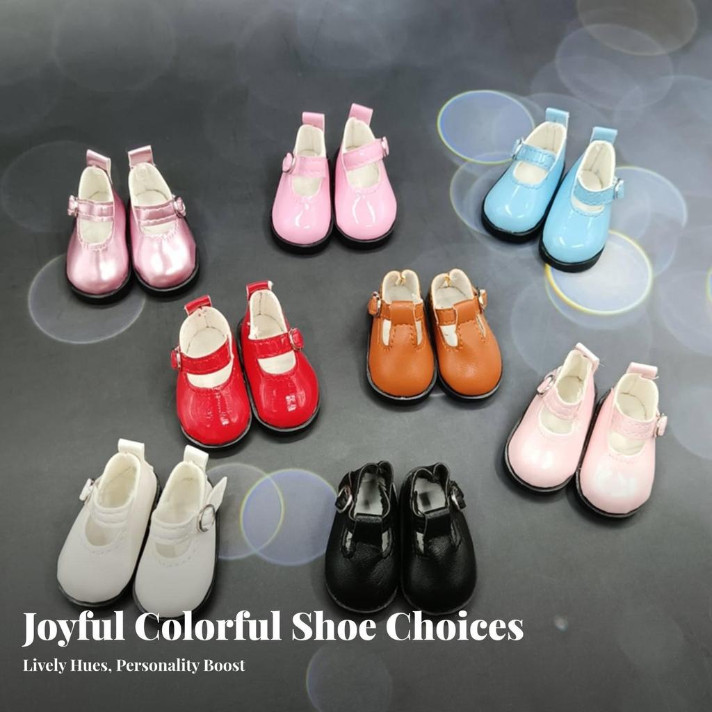 1 Pair BJD Doll Footwear for 1/6 Scale Dolls PU Leather Shoes with Fine Stitching And Low Strap
