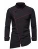 Men's European Style Long Sleeve Solid Color Stand Collar Dress Shirt, Plus Size.