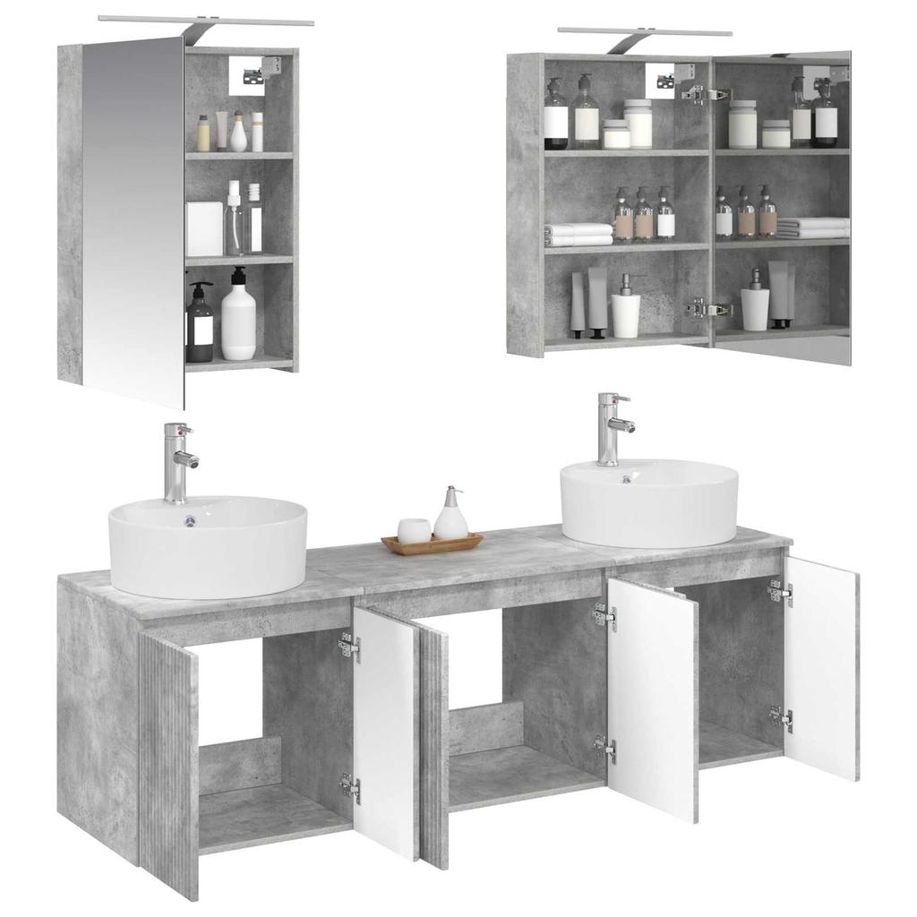 Bathroom Cabinet Set 5 Pcs Concrete Grey Wood Based Material