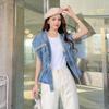 Korean Style Beaded Denim Sleeveless Vest - Summer Slim & Loose Fit