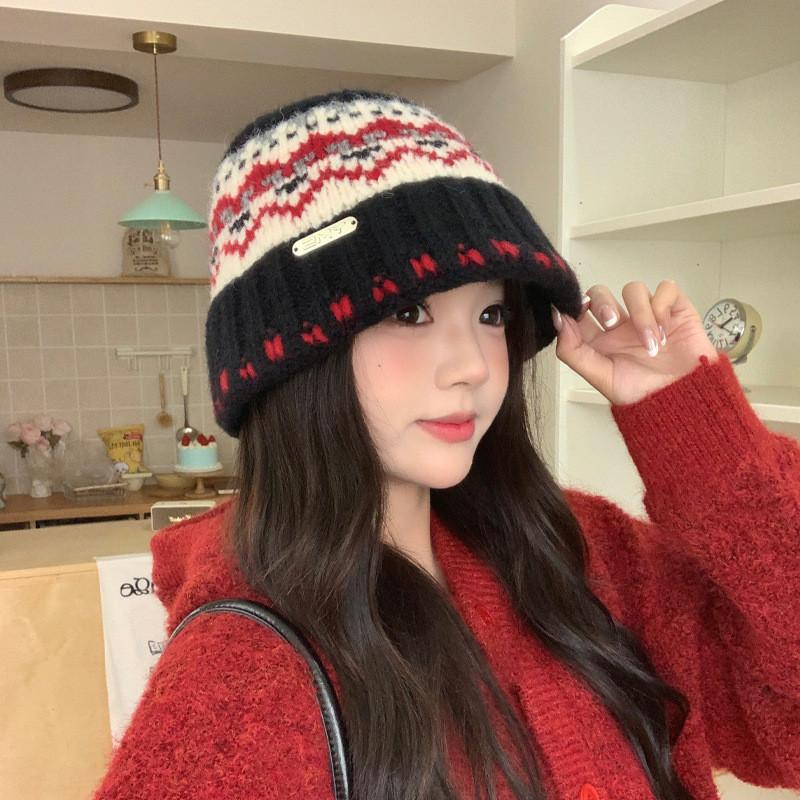 Wool Blend Knit Hat With Windproof Warmth For Winter Outdoor Casual Girls Black