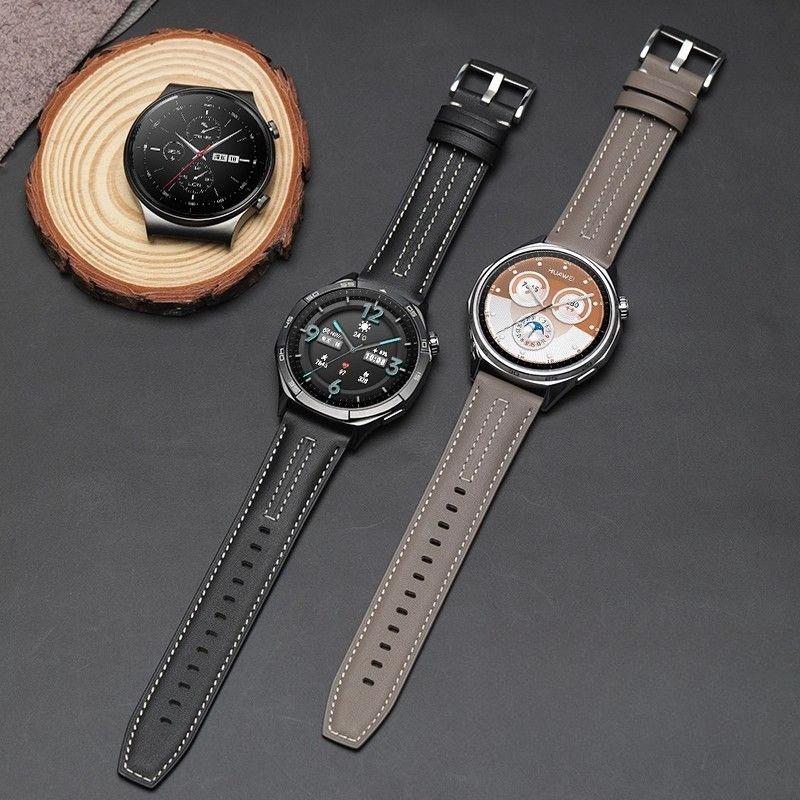 22mm Genuine Leather Double-sided Top Layer Cowhide Universal Watch Strap Quick Release Watch Band for Huawei Watch GT6/5/4/3/2/3 Pro (46mm/48mm)