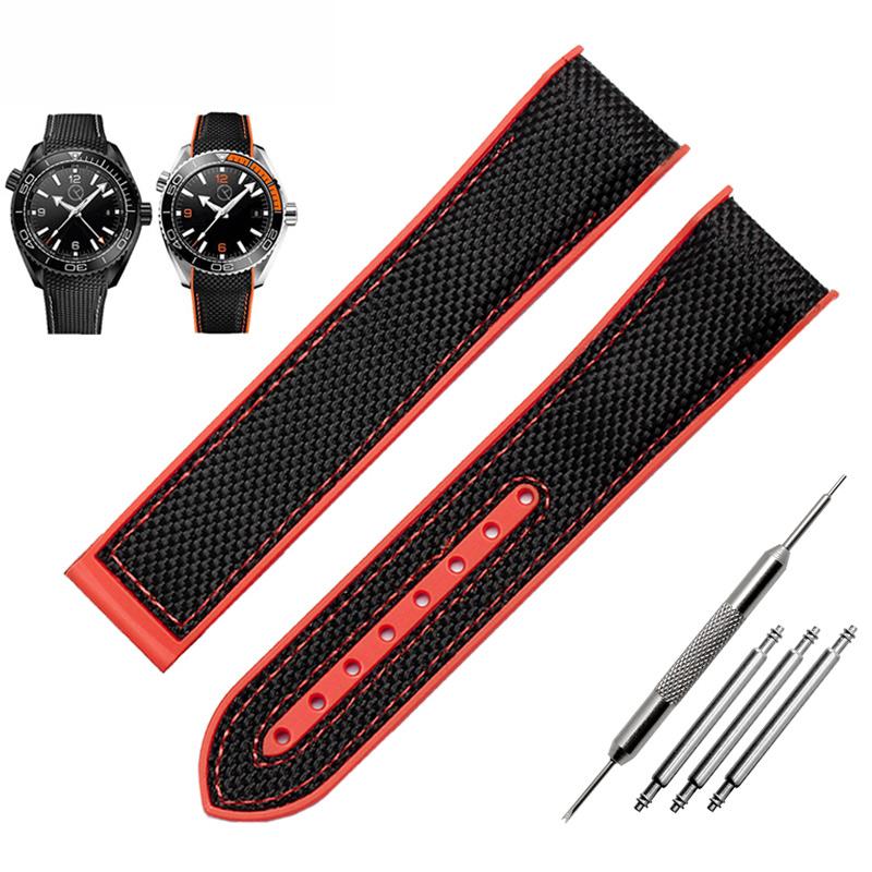 New High quality watchband Nylon strap waterproof Rubber bottom 20mm 22mm for 8900 9900 men watch bracelet