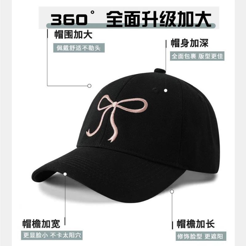 Bow baseball cap women's new summer face small sunshade sun protection soft top cap tide