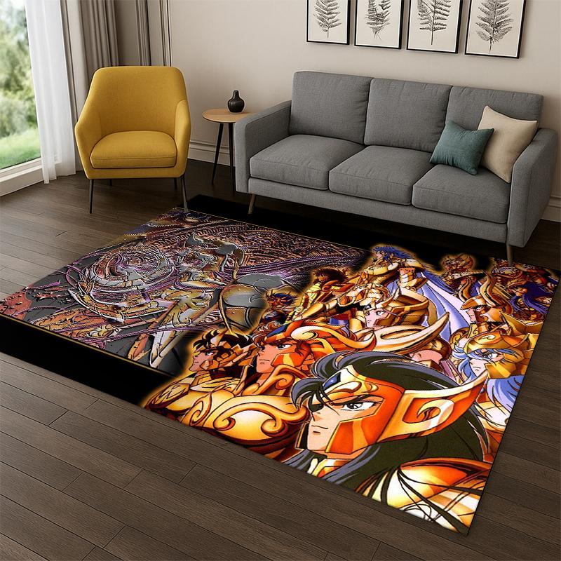 Cartoon Saint Seiya Anime Teppich für Schlafzimmer Wohnzimmer Sofa Spielzimmer Fußmatte Heimdeko, Kinder Spielbereich Teppich rutschfest Geschenk