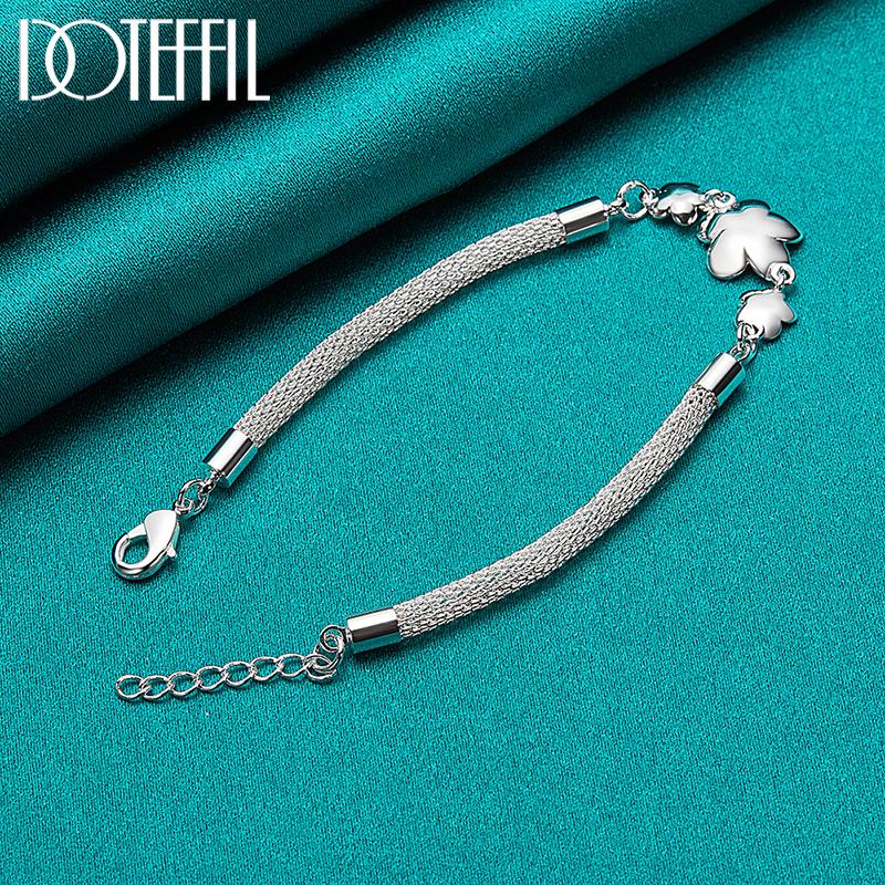 Pulsera de flores con cadena de serpiente, joyería de moda de plata