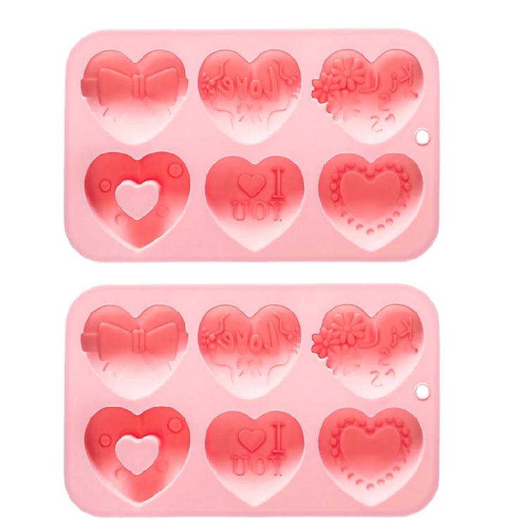 

6 Holes Love Silicones Candy Molds Heart Shape Candle Soap Mould Chocolate Puddings Jelly Cake Decoration Baking Tool розовый