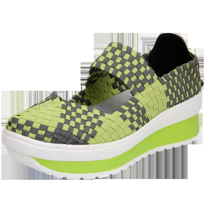 Spring New Handmade Women's Shoes Sports and Leisure Women's Thick-soled Heel Rocking Shoes Women