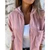 Women's Solid Corduroy Hooded Jacket  Autumn New Casual Simple Style Coat For Women
