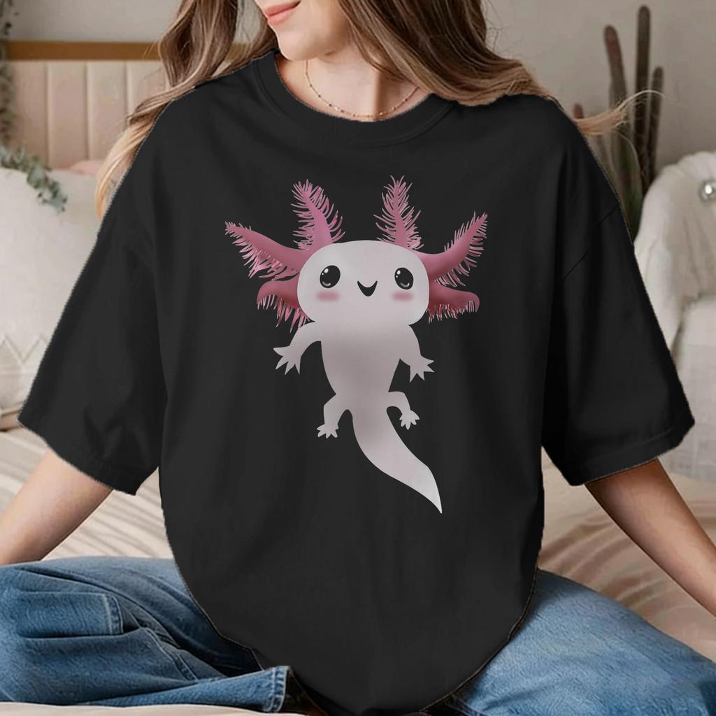 I Axolotl Questions for Unisex Unisex T Shirts Cute Axolotls Vintage Tees Round Neck TShirts 100 Cotton Printed Clothing