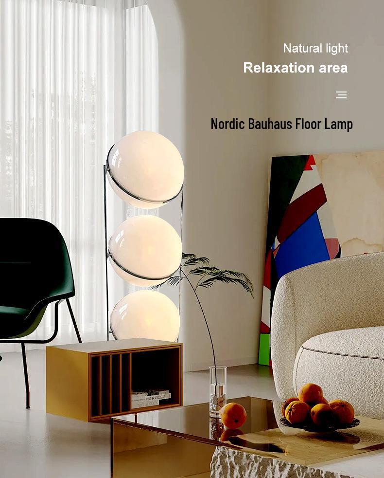 Nordic Mid-Century Bauhaus Sphere Floor Lamp – Minimalist Designer Bedside Light