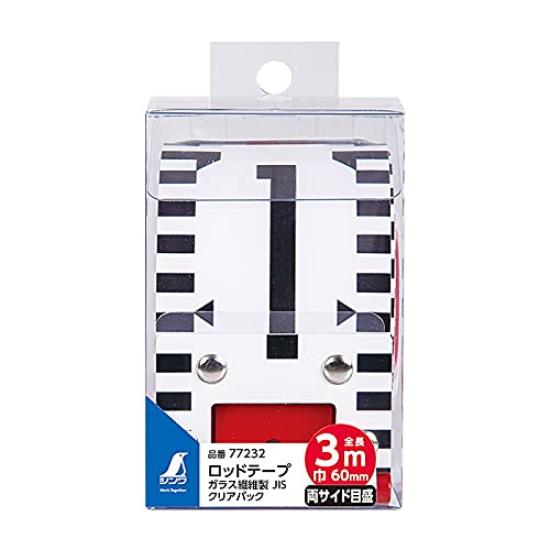 Shinwa Sokutei Stangenband, Glasfaser, 3 m, Breite 60 mm, JIS, transparent, Packung 77232