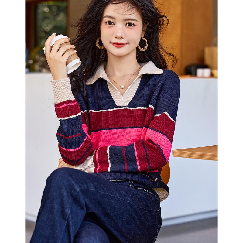 Demana Women's Striped V-Neck Knit Top