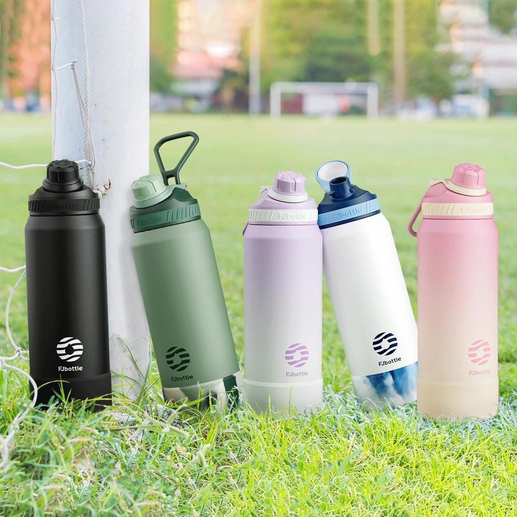 FJbottle 950ml Vacuum Insulated Water Bottle with Screw and Liter Suitable for Sports Large Wide Easy To Stainless Steel with Silicone Perfect for
