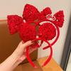 Bowknot New Year Headwear Sequin Red Bow Hairband Cute Children Headband  Children