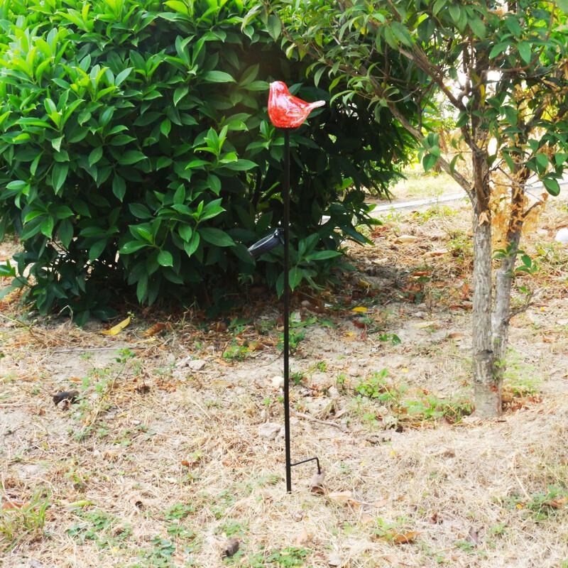 Solar Powered Love Birds Glass Lawn Lamp