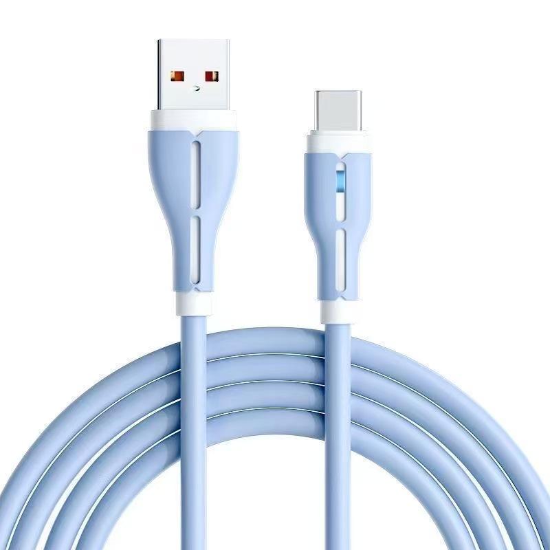 Silicone Luminous 120W Fast Charging Data Cable for Huawei, Vivo, Oppo, Apple 15/16, and Android Devices