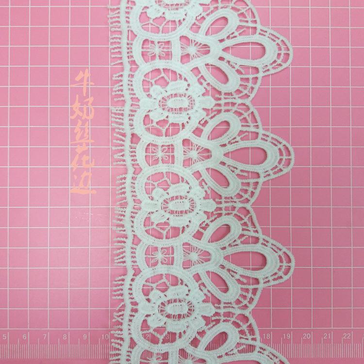 Одностороннее Широкое Молочный Шелк Водорастворимое Вышивка Кружево Белое Полое Штрих-код Одежда Занавеска Кружево Аксессуары Кружево k977-24