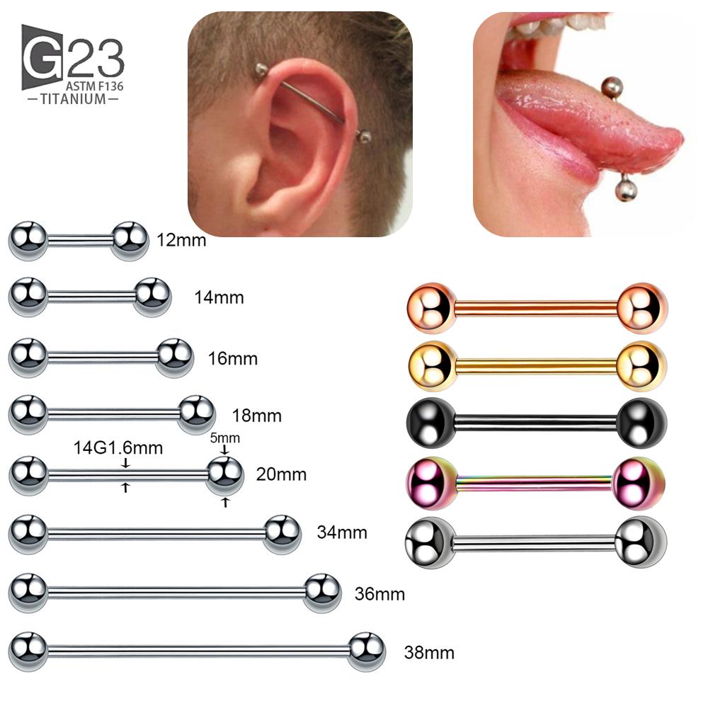 5Pc 16G/18G G23 Titanium Industrial Barbell Cartilage Earring Long Ear Stud Helix Tragus Piercing Retainer Body Zircon