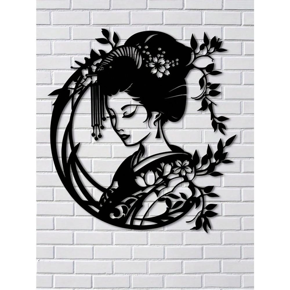 

1 шт. Декоративная художественная металлическая настенная скульптура гейши, традиционный японский дверной знак, декор для спальни, кухни, гостиной, офиса, дома WOMAN чёрный