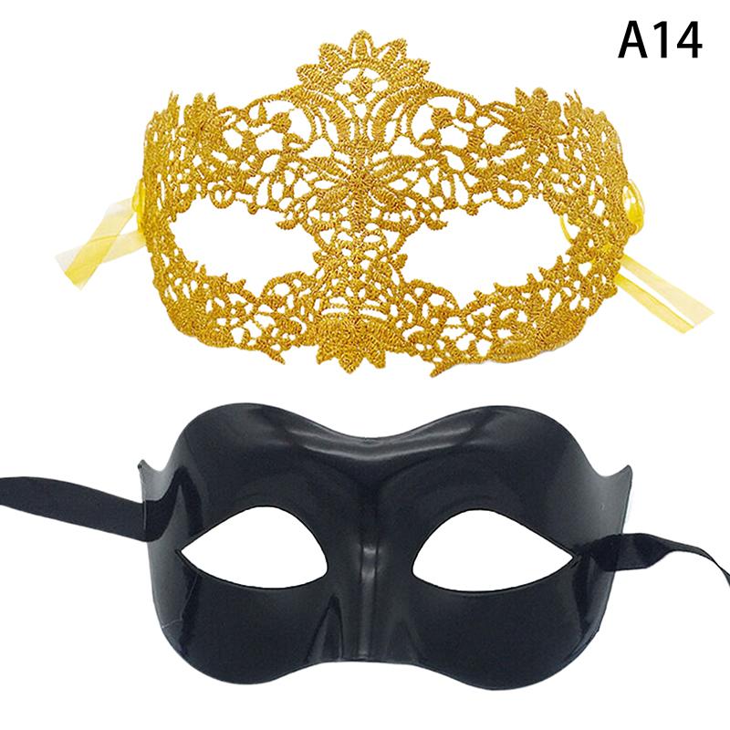 2Pcs Elegant Black Lace Masquerade Mask Set For Couples Perfect For Venetian Party Mardi Gras And Halloween Celebrations