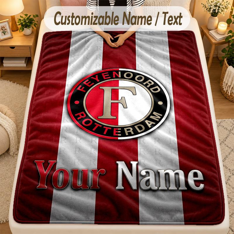 Flanel BattaniyeFeyenoord Özel İsim Yazısı Kişiselleştirilmiş Yumuşak Sıcak Atkı Battaniye Ev Dekorasyonu Hediye