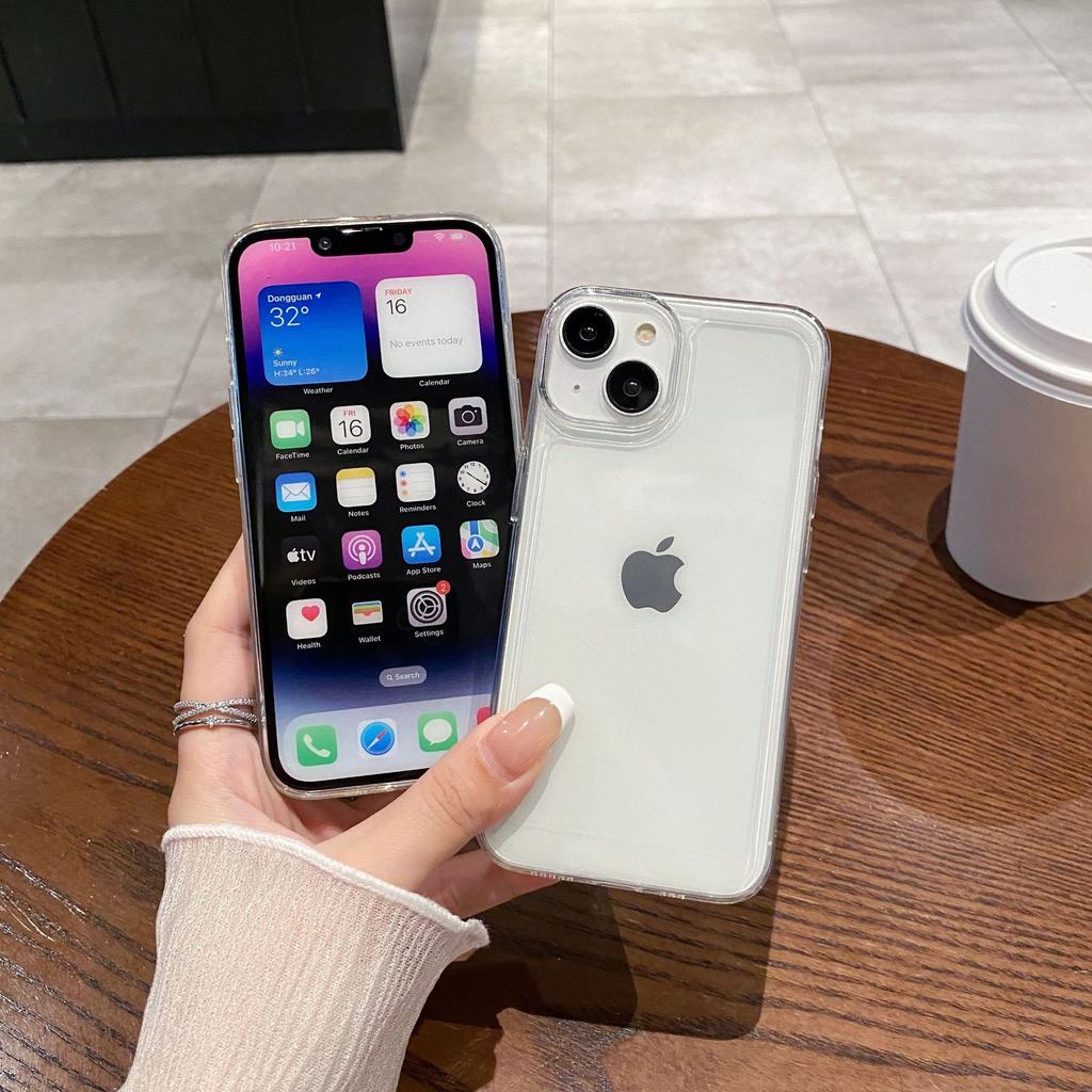 Space Shell Suitable for Apple 15promax 14 Large Hole Transparent Shell Simple Iphone13 Anti Fall Mobile Phone Case 16