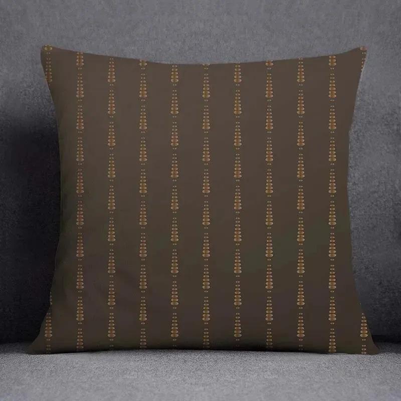 Moderne Luxe Zwart Goud Geometrische Lijn Kussensloop Perzik Huid Vierkante Sierkussenhoes Voor Bank Woonkamer Huisdecoratie 40X40