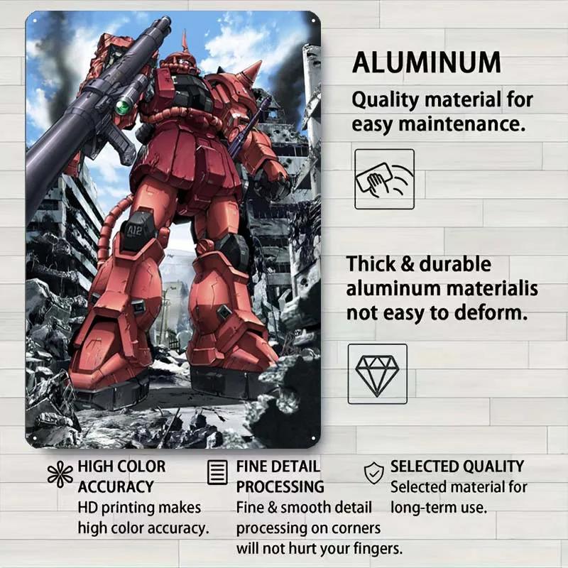 MS-06F Zaku II Commander Anime & Manga Posters Decoration for Home Decor Metal Tin Signs for Boys and Girls Room Wall Decoration