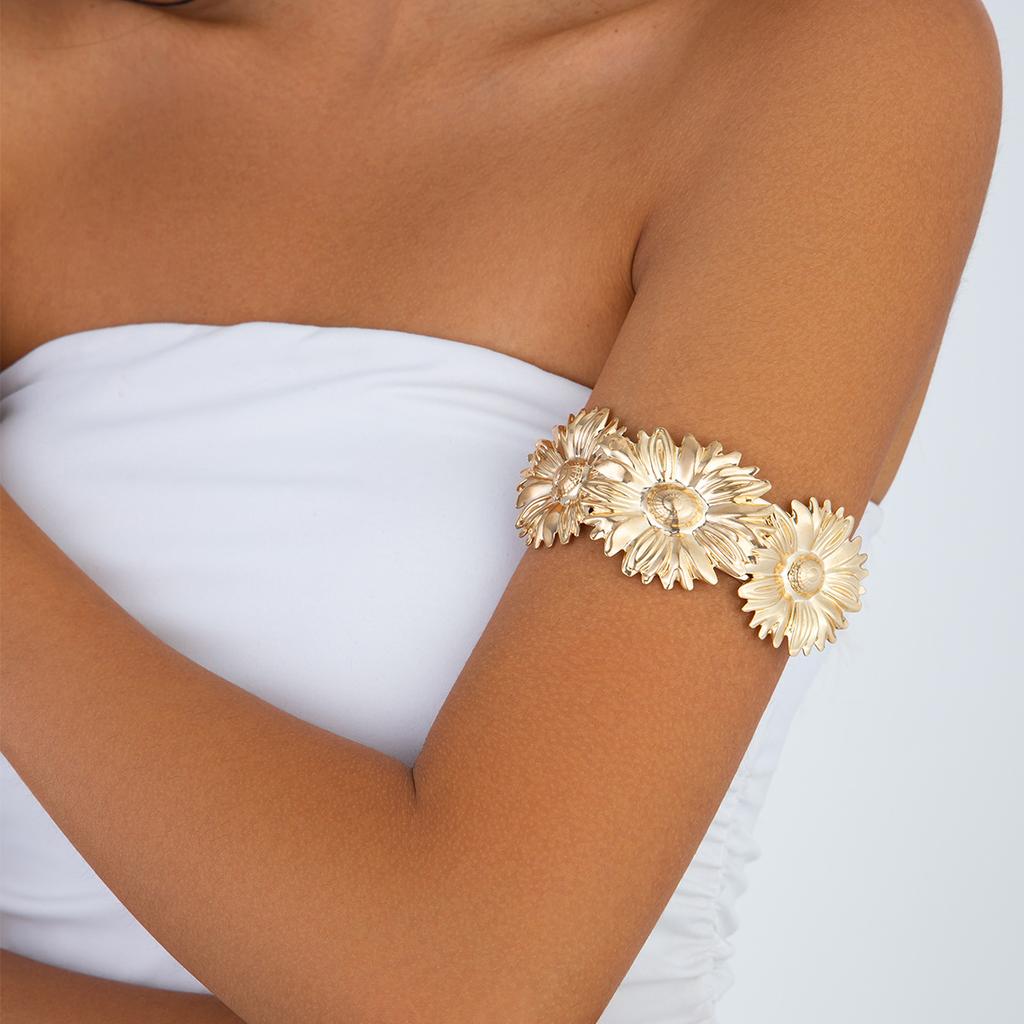 Hip Hop Style Metal Bow Arm Bracelet, Design Sense Sunflower Flower Arm Bracelet Personality Bracelet