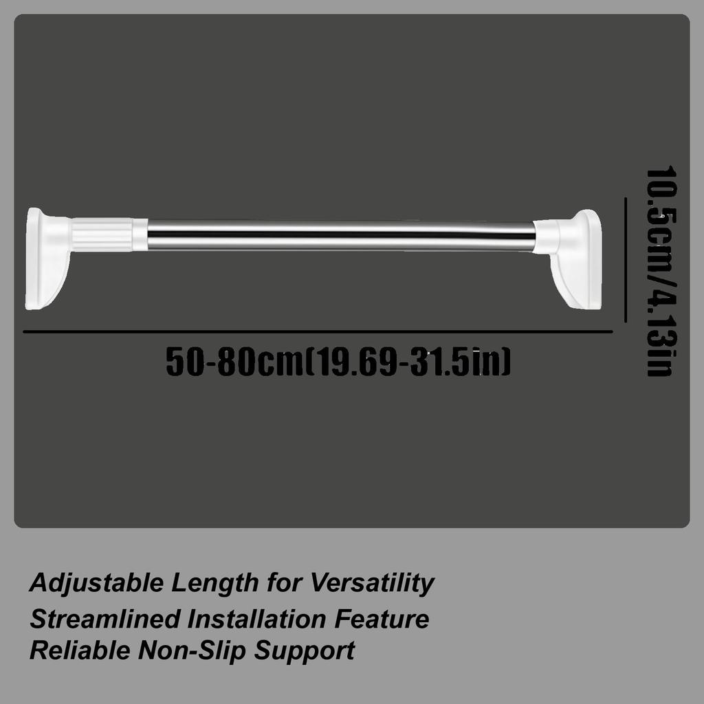 Adjustable Stainless Steel Shower Curtain Rod Clothes Drying Rack No-Drill Telescopic Pole for Laundry Room Bathroom