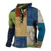 Men Vintage Washed Lace-Up Stand Collar Long Sleeve Shirt