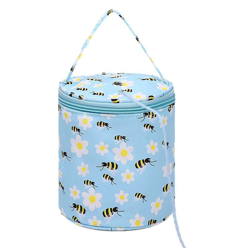 Printed Yarn Storage Tube with Lid - Portable Dustproof Bag for Handmade Knitting Tools