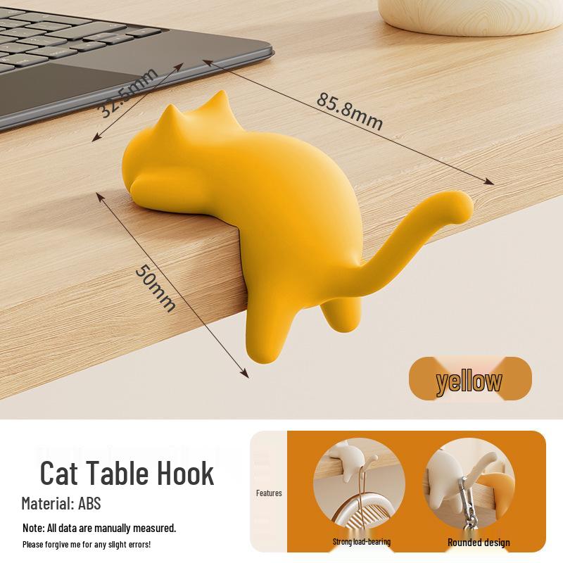Seamless No-Punch Cat Backpack Hook: Multifunctional Student Desk Bag Hanger