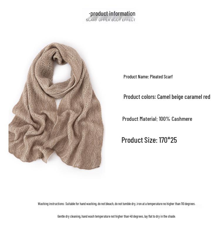 Autumn & Winter 100% Pure Cashmere Hollow Knit Jacquard Color Block Neck Gaiter Scarf