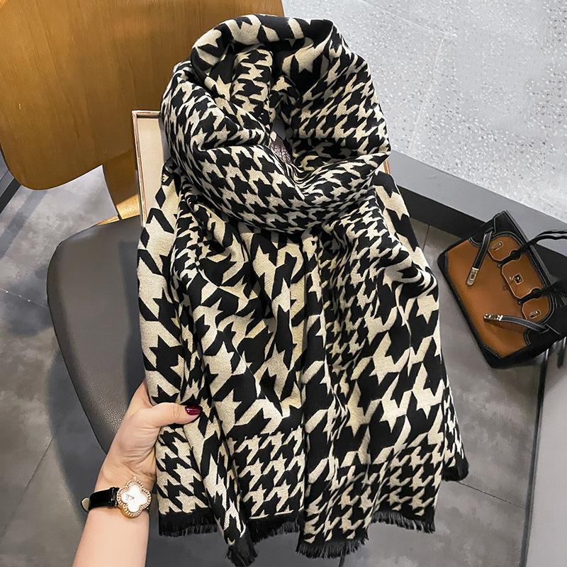 Winter warm couple imitation cashmere scarf new versatile thickened cold-proof fringed scarf women