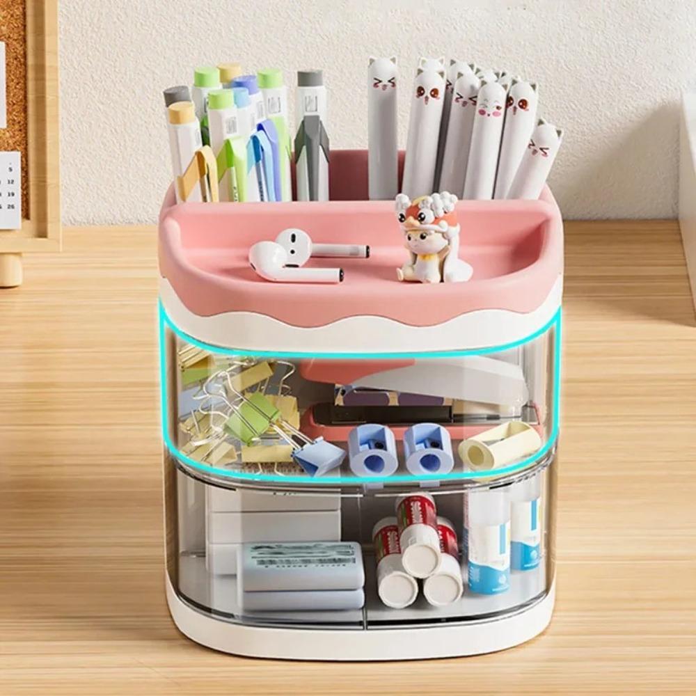 Acrylic Desk Organizer Portable Makeup Brush Storage Box Pencil Case  Home Office School