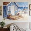 A Stylish Tapestry, Seaside Cottage; Watercolor Style; Beachside Sanctuary,perfect for Sprucing up Wall Decor in Homes, Dorms and Bedrooms.