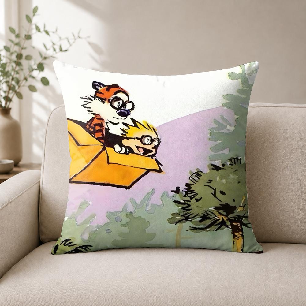 Anime Ccalvin And Hobbes Cushion Cover Wrinkleresistant Short Plush Cushion Covers Breathable Machinewashable