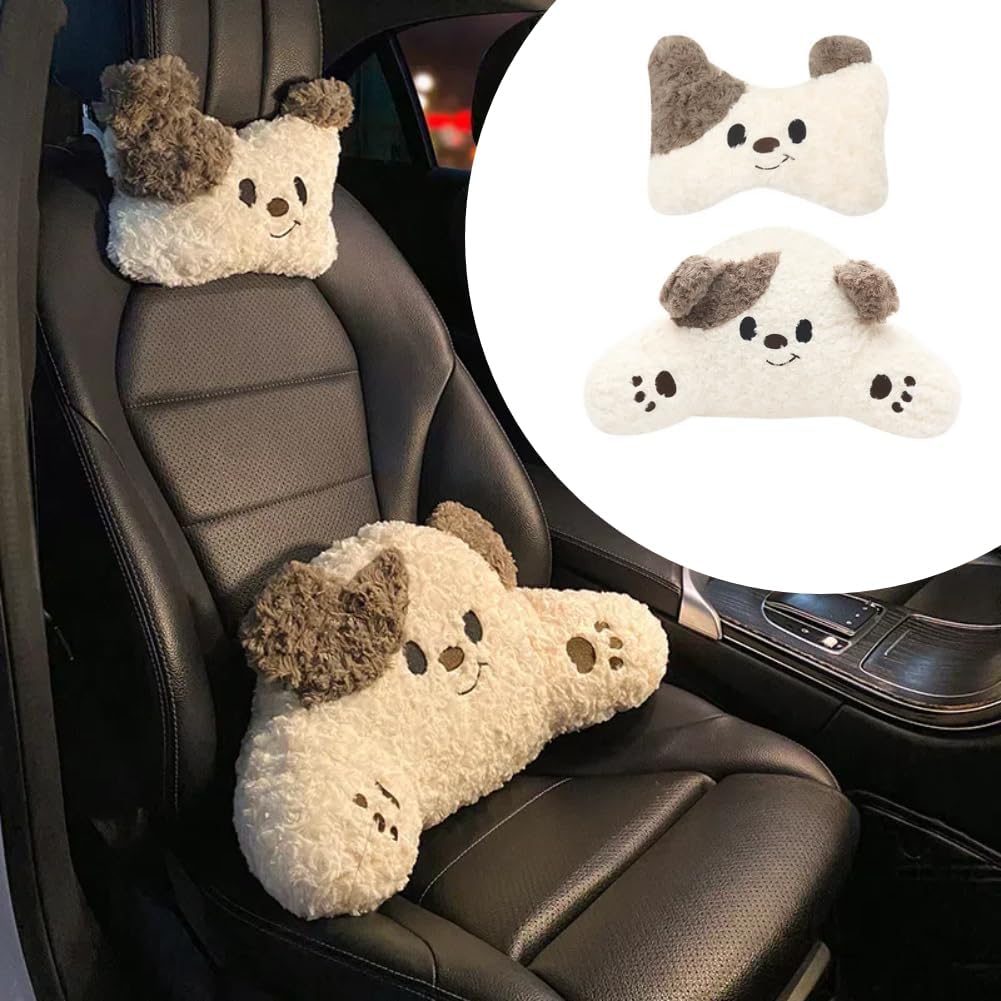 

Car Headrest and Lumbar Support for Driving Cute Dog Car Headrest Pillow Head Neck Support Girl-Style Interior Decor Duck