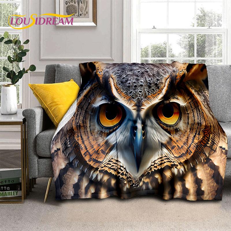 3D Cute Owl Eagle Birds Cartoon HD Soft Flannel Blankets,Throw Blanket Comfortable Blanket for Picnic Beds Home Bedroom Kid Gift
