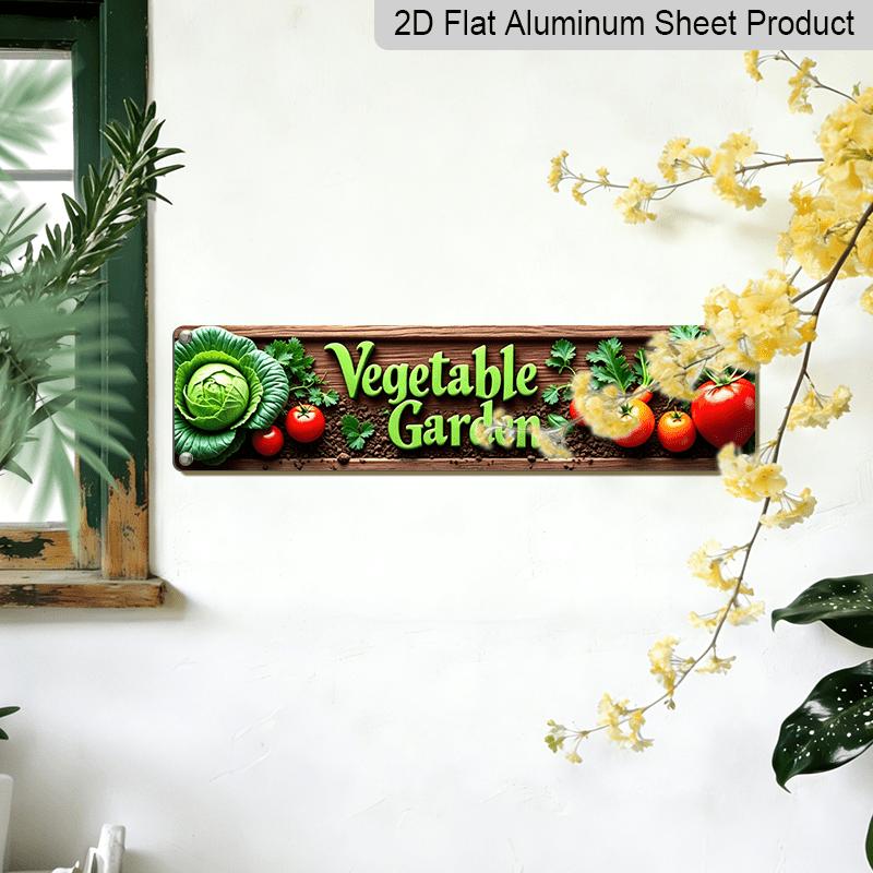 2D Flat, 1pc Vintage 'Vegetables and The Name' Sign - Durable Metal Wall Decor - Rustic Farm Door Hanging Decoration for Home, Porch, Barn -New Year