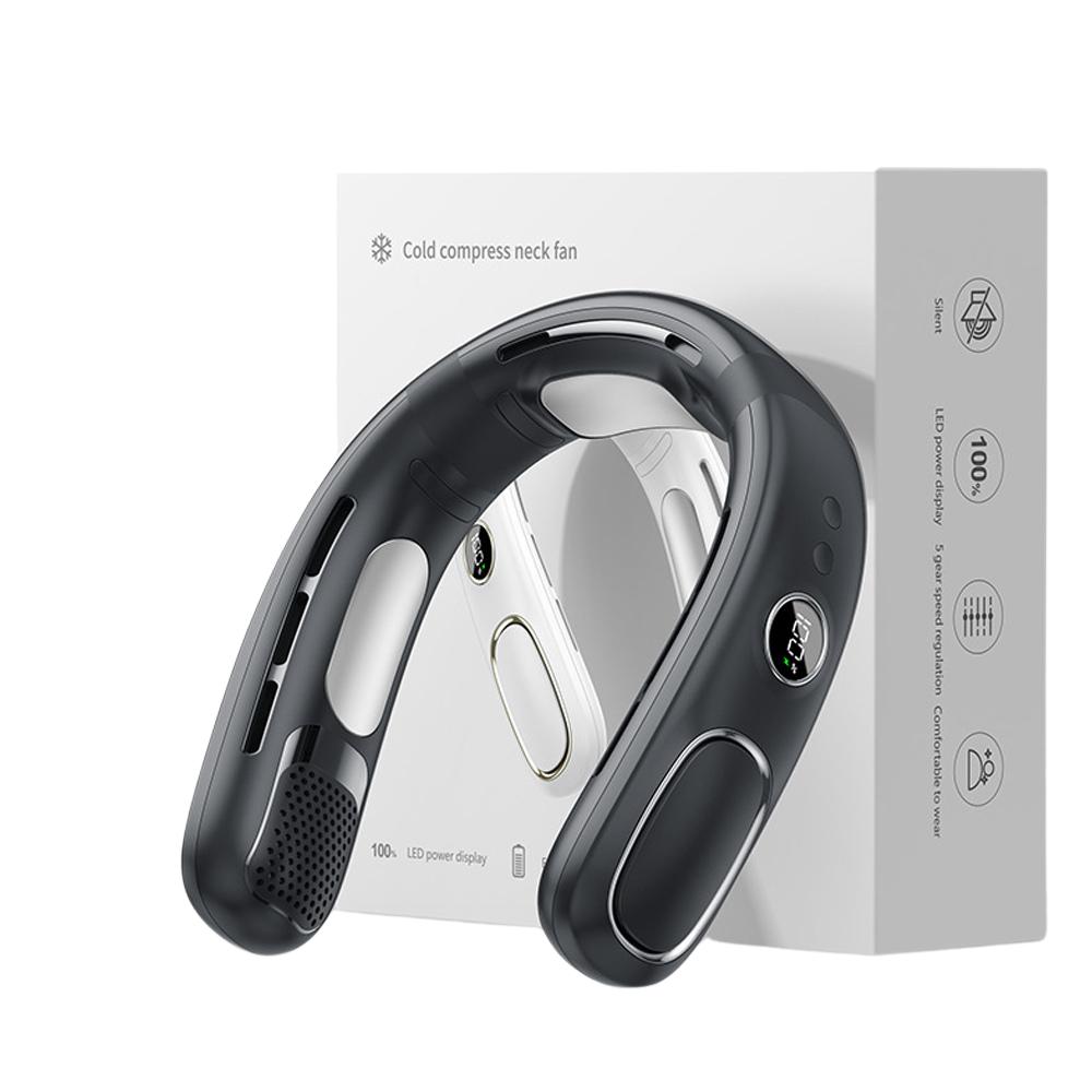 Wearable Neck Fan With TEC Semiconductor Cooling 5-Speed Bladeless Airflow USB Rechargeable Portable For Outdoor