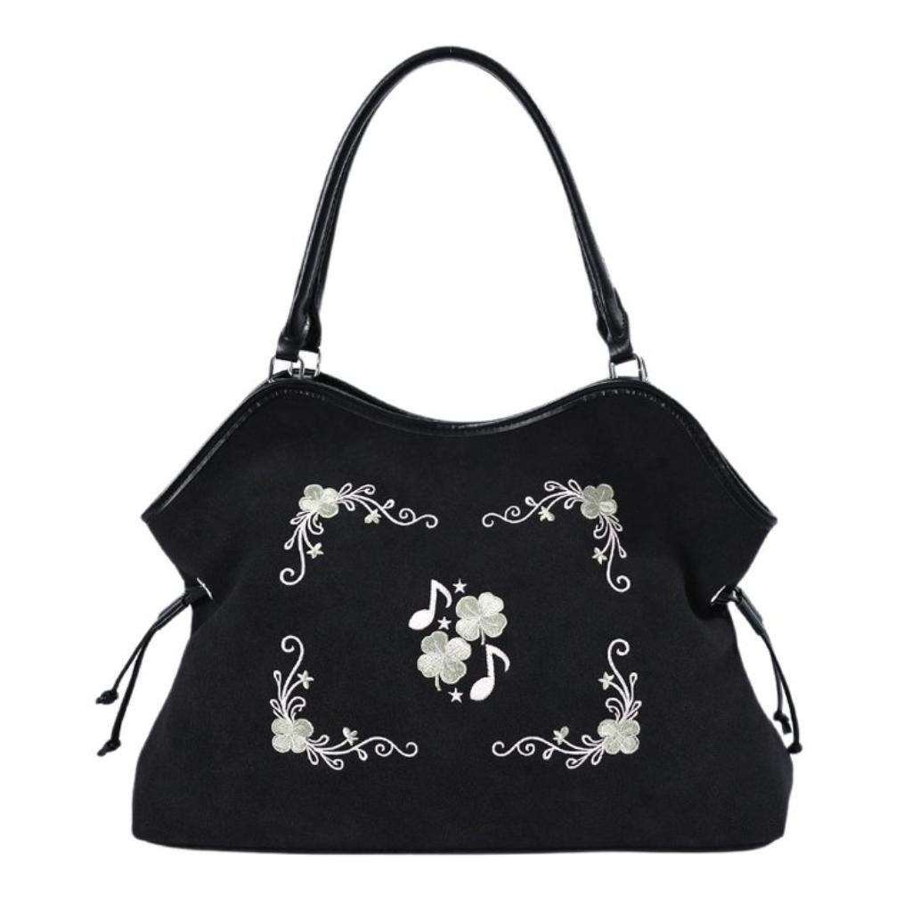 Hobo Bag Women Faux Leather Large Capacity Embroidered Drawstring Daily Commute