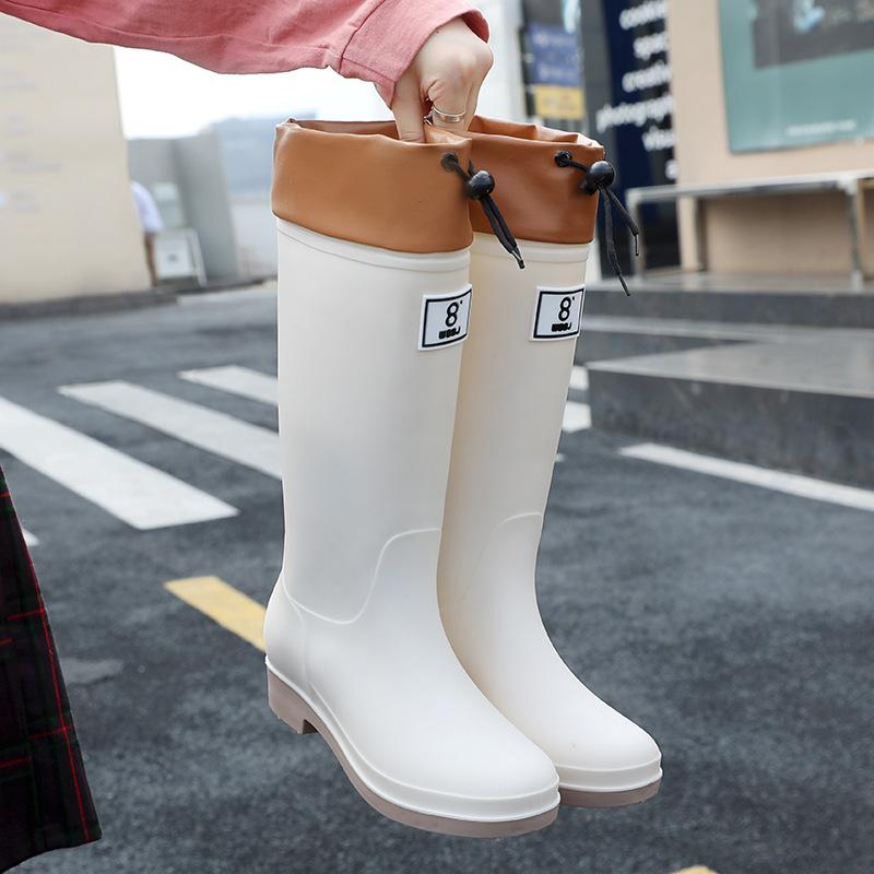 Fashion Rain Boots Women's Four Seasons Fashion Outdoor Mid-tube Waterproof Non-slip Rubber Shoes Fashion Rain Boots Garden Galoshes