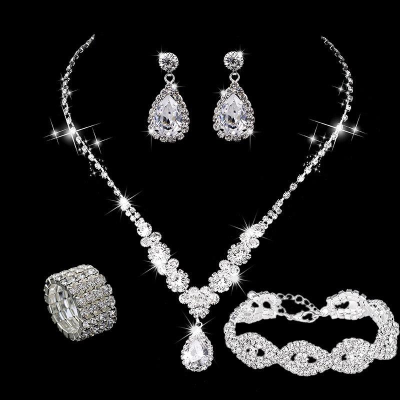 Elegant European & American Zircon Necklace & Earring Set for Weddings & Evening Gowns
