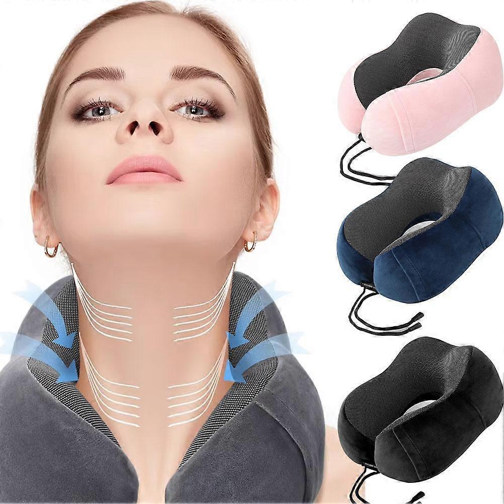 U Shaped Memory Foam Neck Pillow - Travel Cervical Support for Car & Office