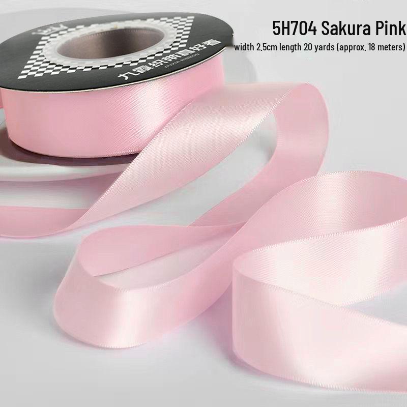 2.5cm Double-Sided Satin Ribbon for DIY, Weddings, Gifts, Bouquets, Cakes, and Bows
