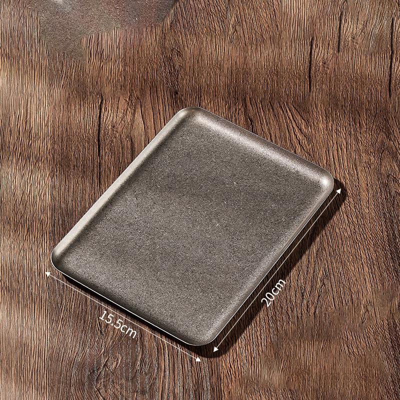 Steak Tray 304 Stainless Steel Antique Square Tray Creative Restaurant Display Dinner Plates Retro Style Dessert Barbecue Plate